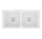 Fossa 37"x18"x10" inch Quartz Double Bowl Kitchen Sink ( White ) Fossa Home